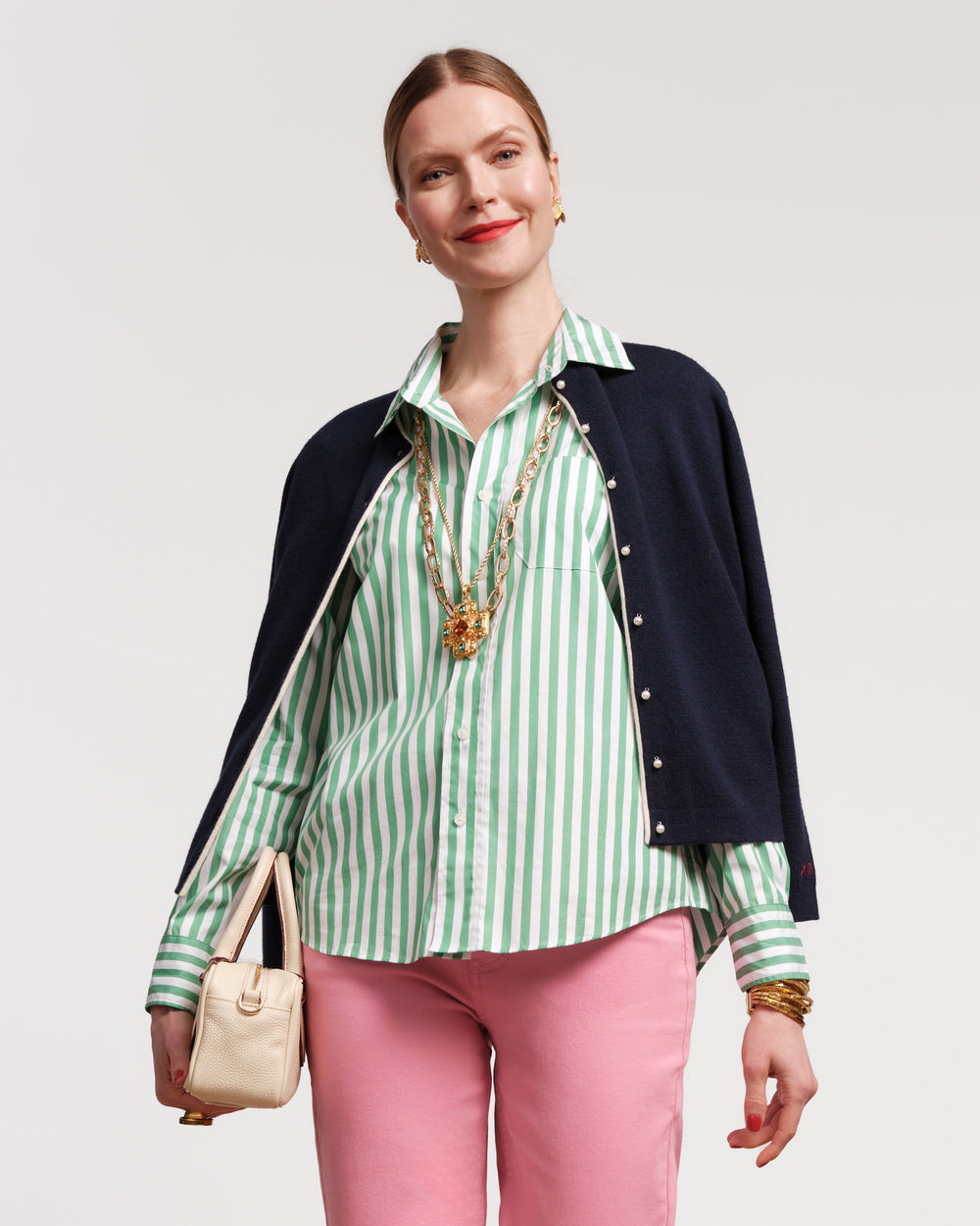 Perfect Button Down - Stripe Green - Frances Valentine
