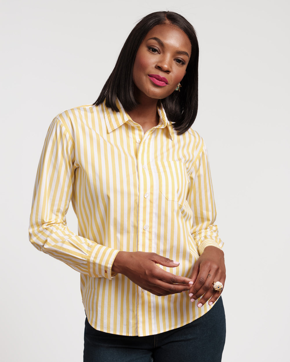 Perfect Button Down - Stripe Yellow - Frances Valentine