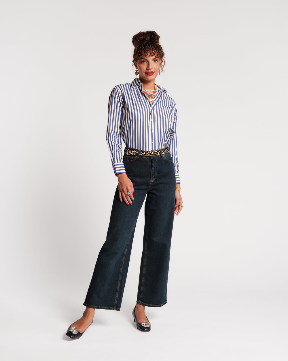 Perfect Button Down - Stripe Navy Tops Frances Valentine
