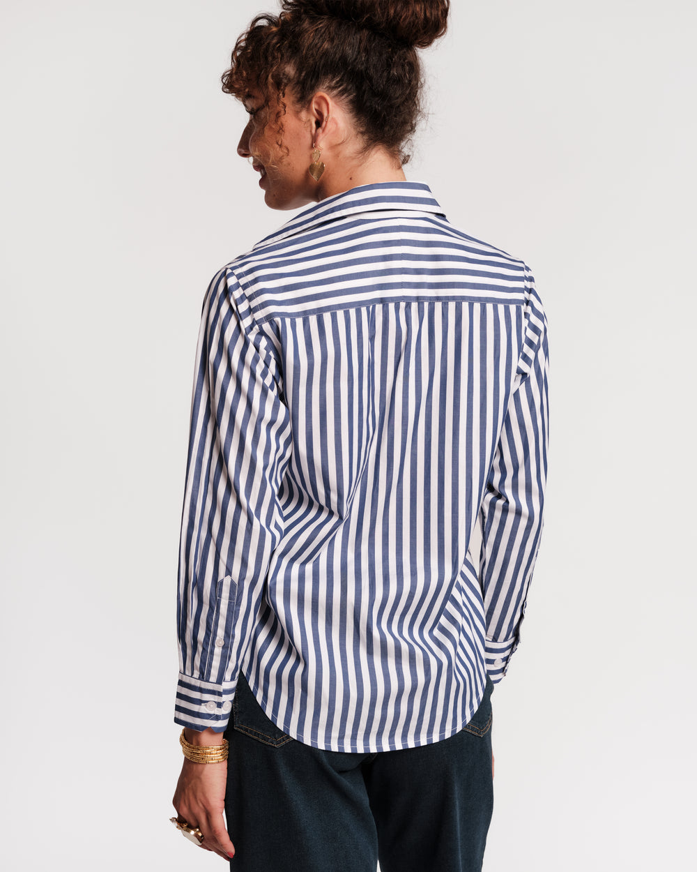Perfect Button Down - Stripe Navy Tops Frances Valentine