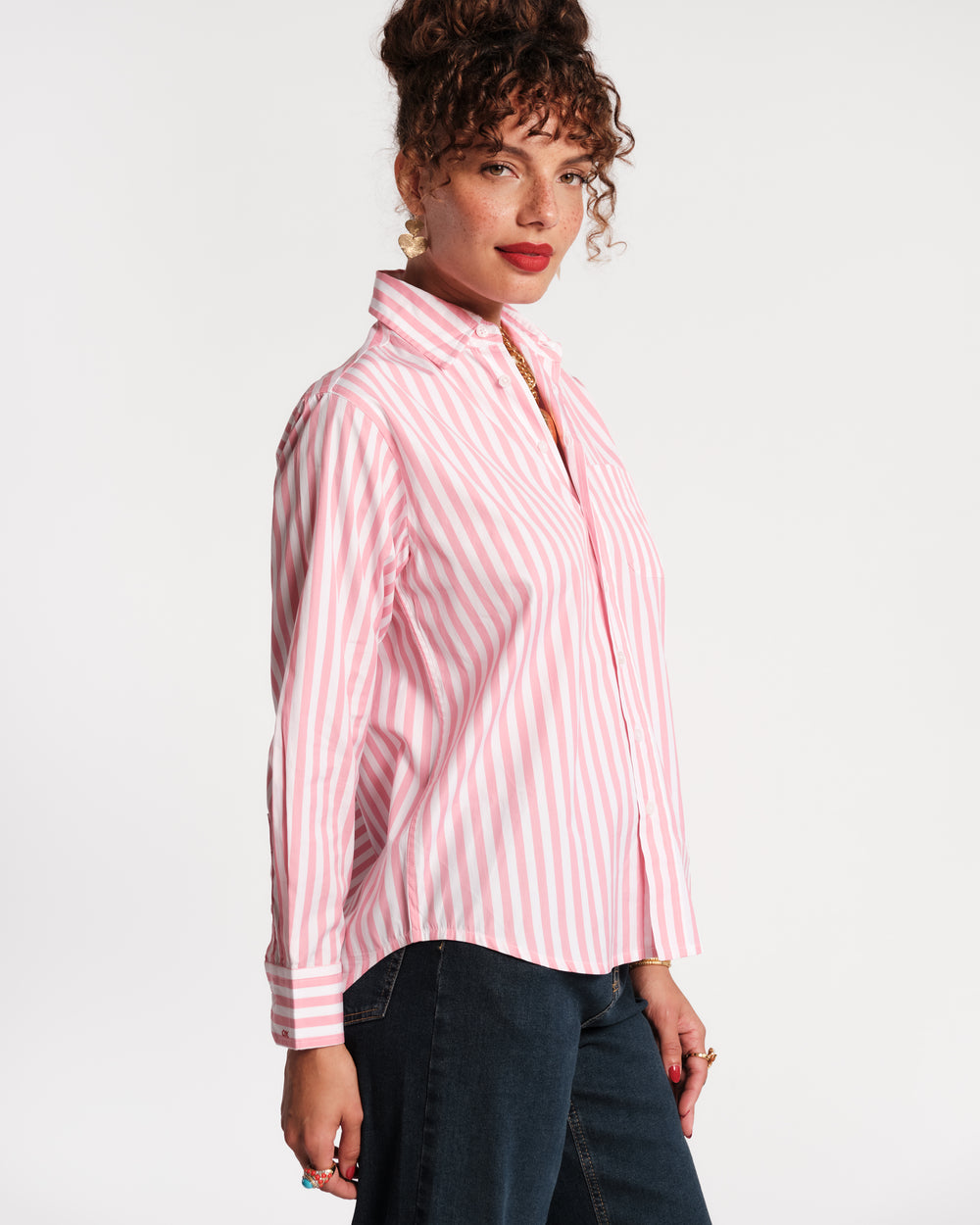 Perfect Button Down - Stripe Pink