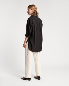 Perfect Oversized Button Down Shirt Cotton Poplin Black - Frances Valentine