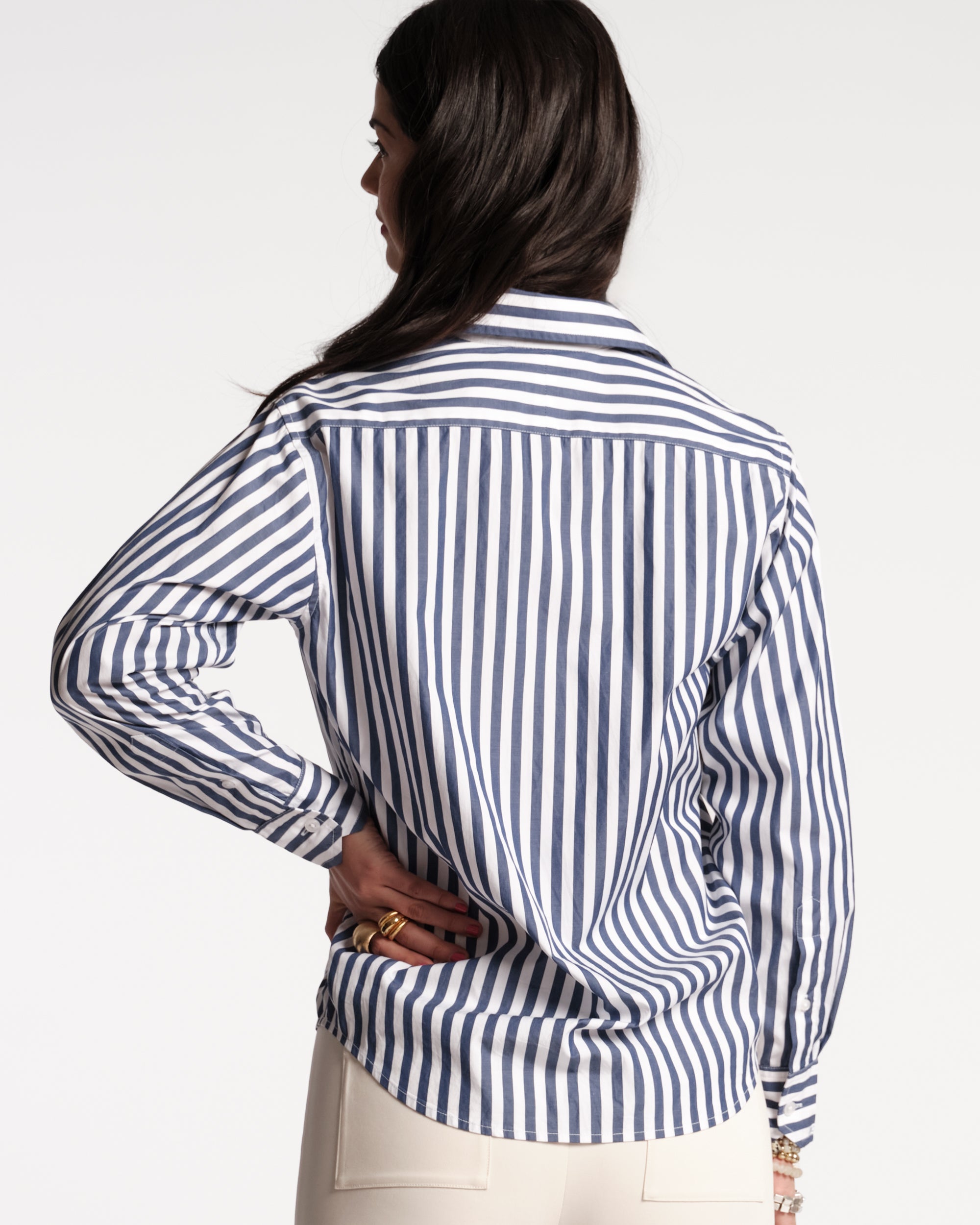 Perfect Button Down Stripe Navy White