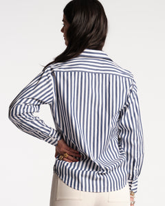 Perfect Button Down Stripe Navy White - Frances Valentine
