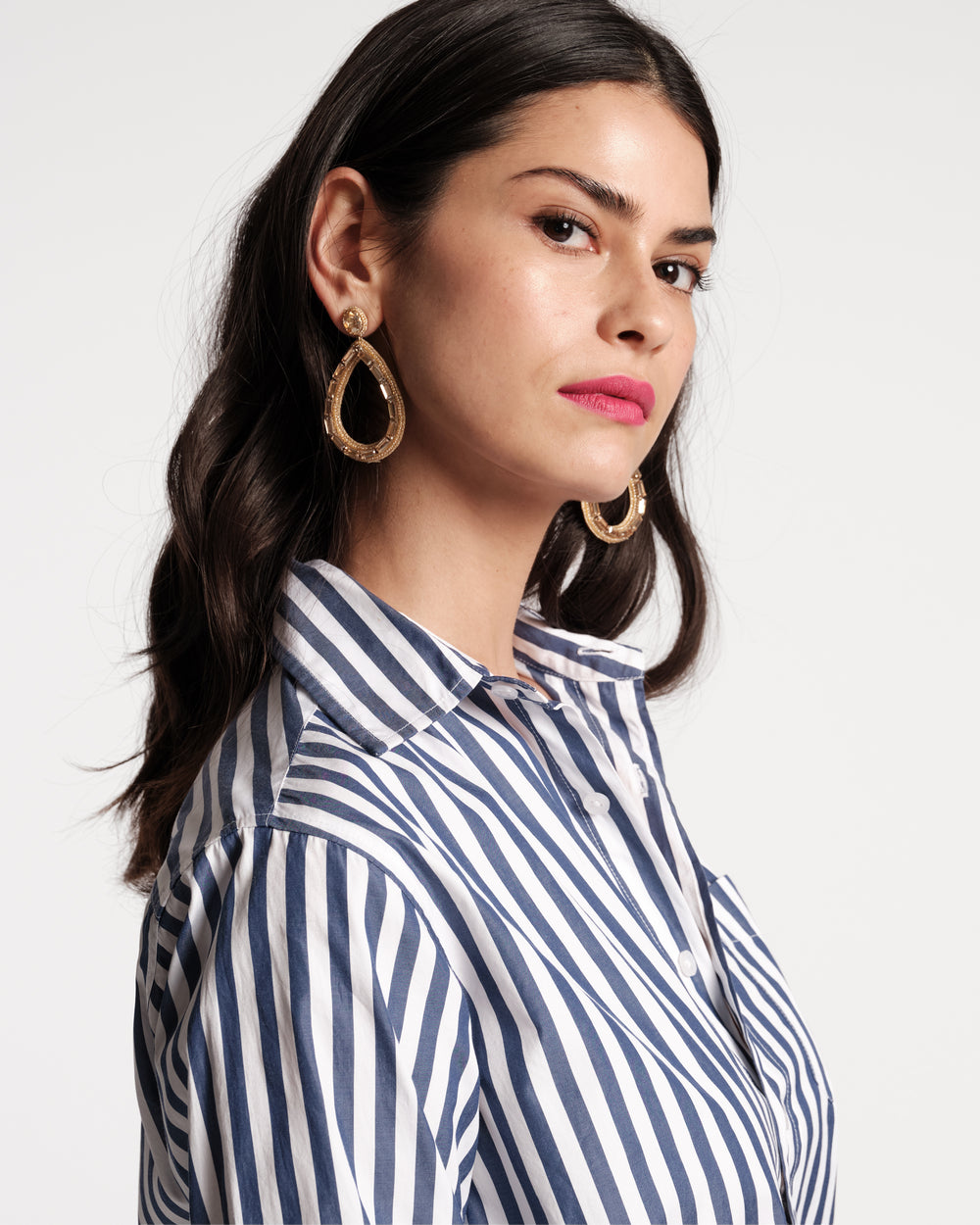 Perfect Button Down - Stripe Navy - Frances Valentine