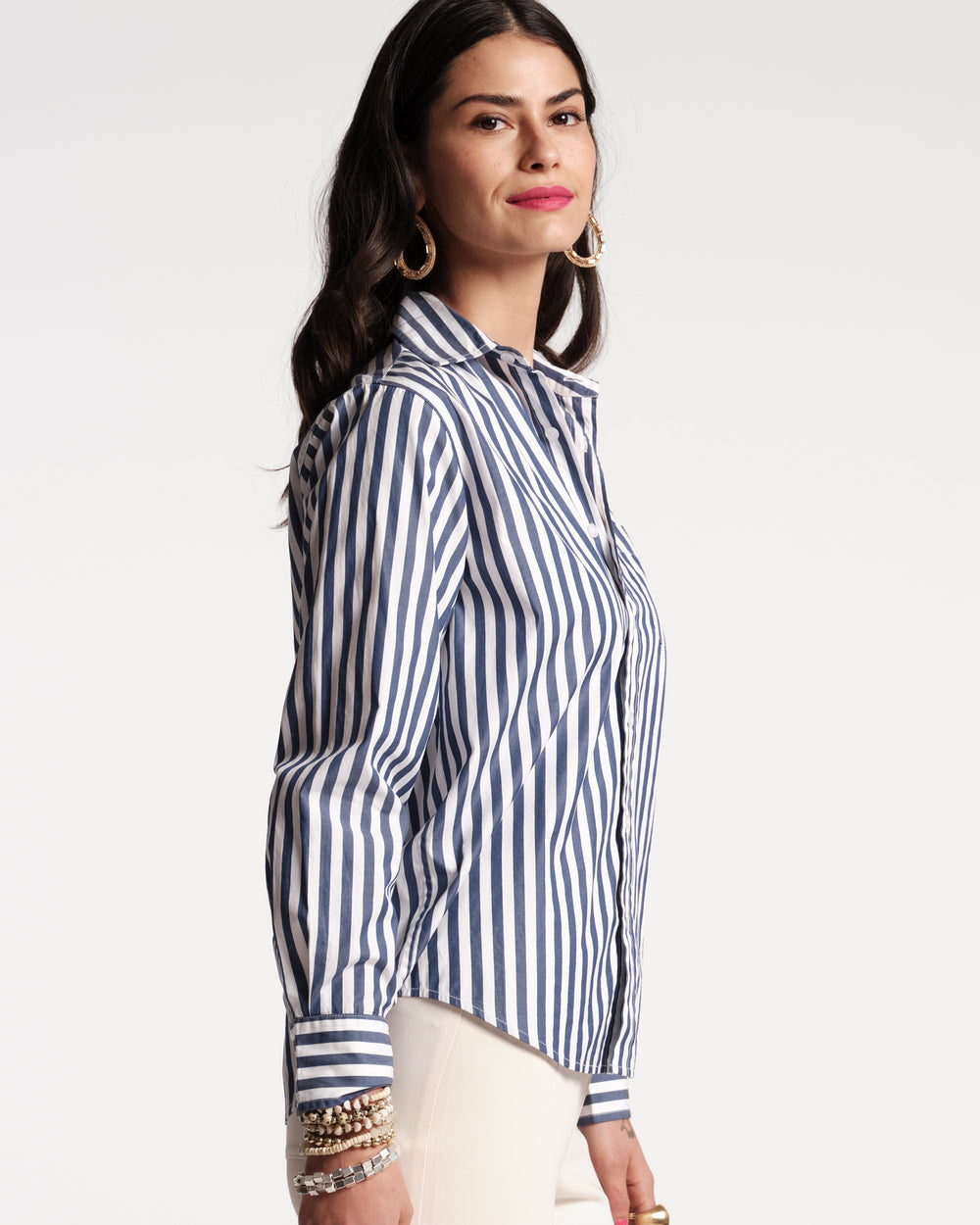 Perfect Button Down - Stripe Navy - Frances Valentine