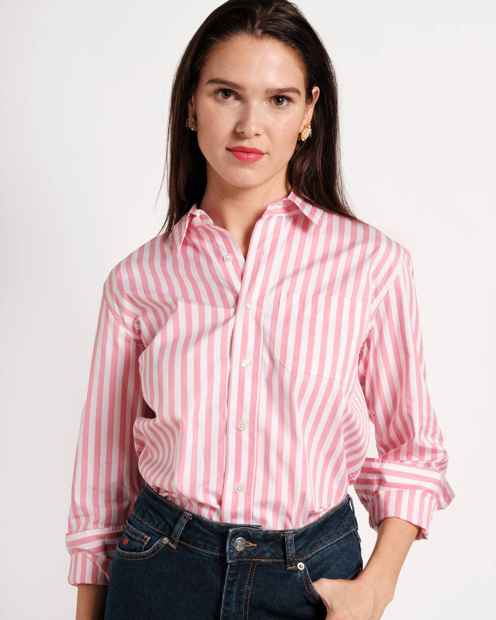 Perfect Button Down - Stripe Pink - Frances Valentine