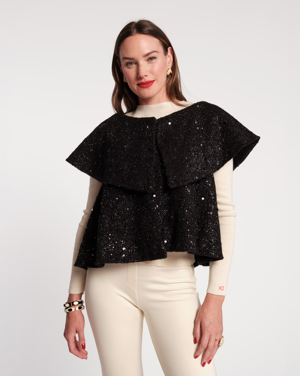 Peyton Sequin Swing Jacket - Black Coats & Jackets Frances Valentine