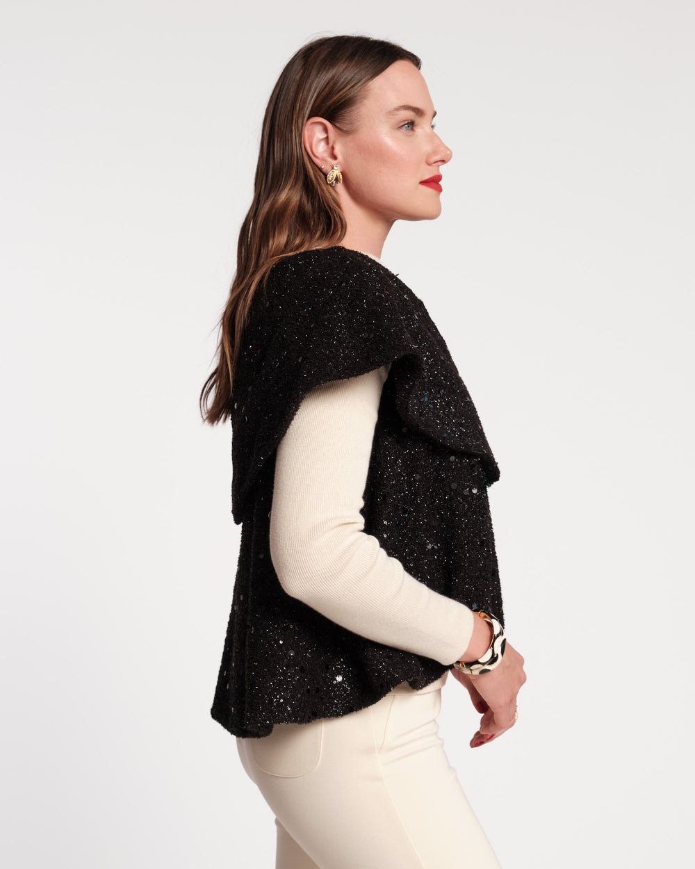 Peyton Sequin Swing Jacket - Black Coats & Jackets Frances Valentine