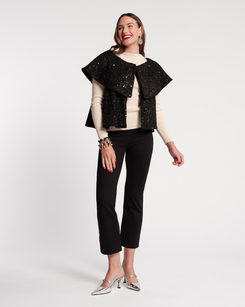 Peyton Sequin Swing Jacket - Black Coats & Jackets Frances Valentine