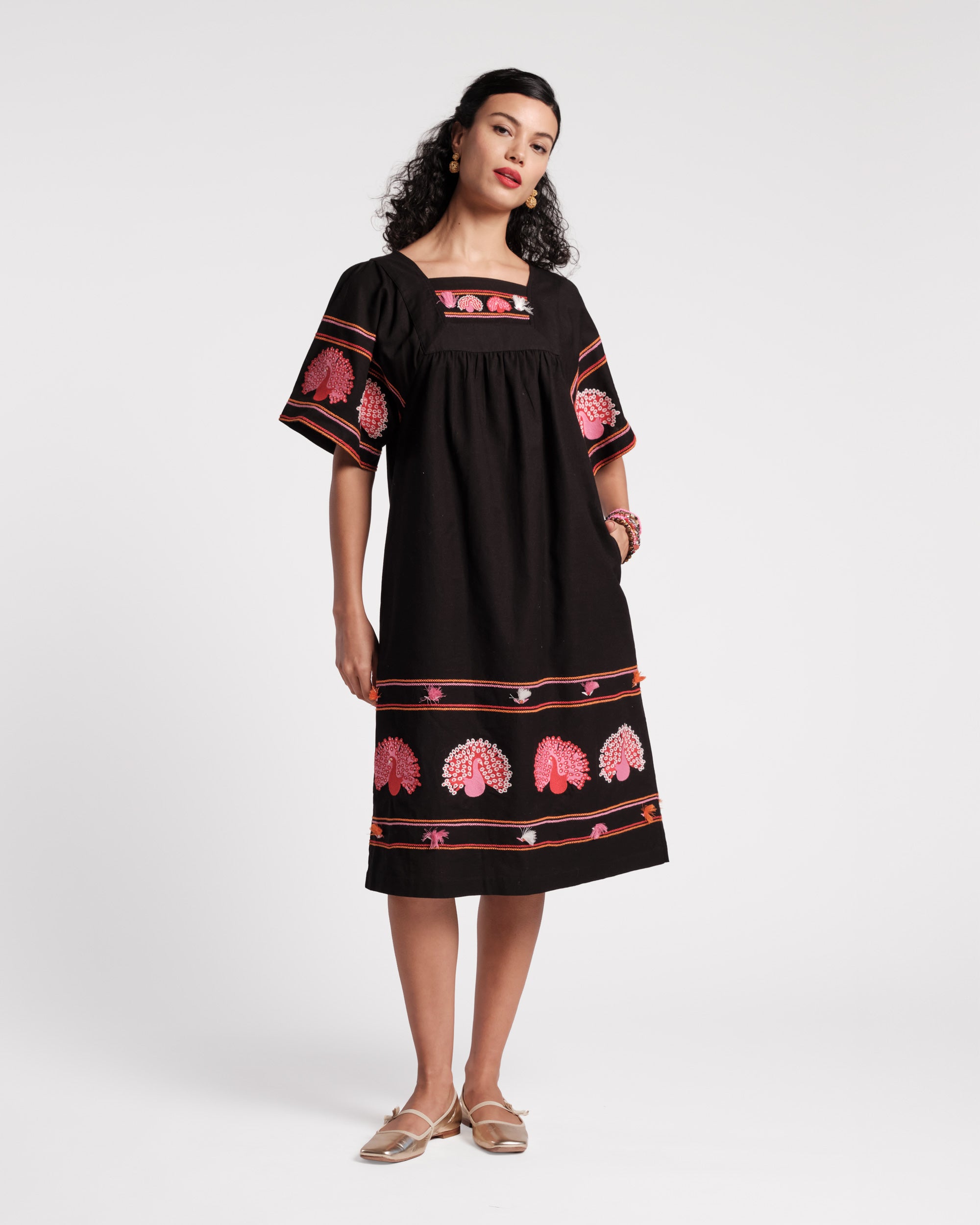 Picnic Midi Dress - Peacock Black – Frances Valentine