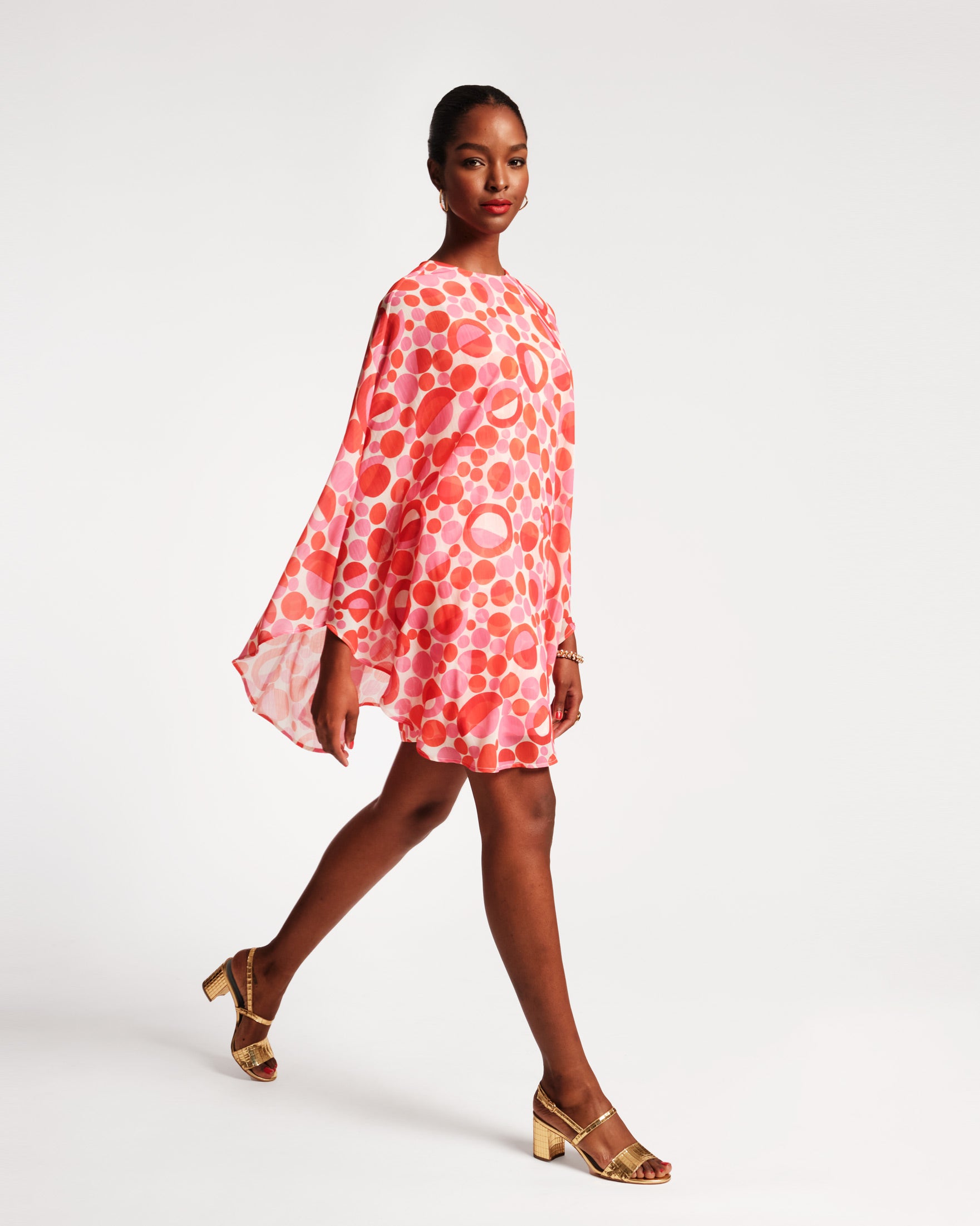Bree Chiffon Mini Dress Prosecco Print Pink Multi