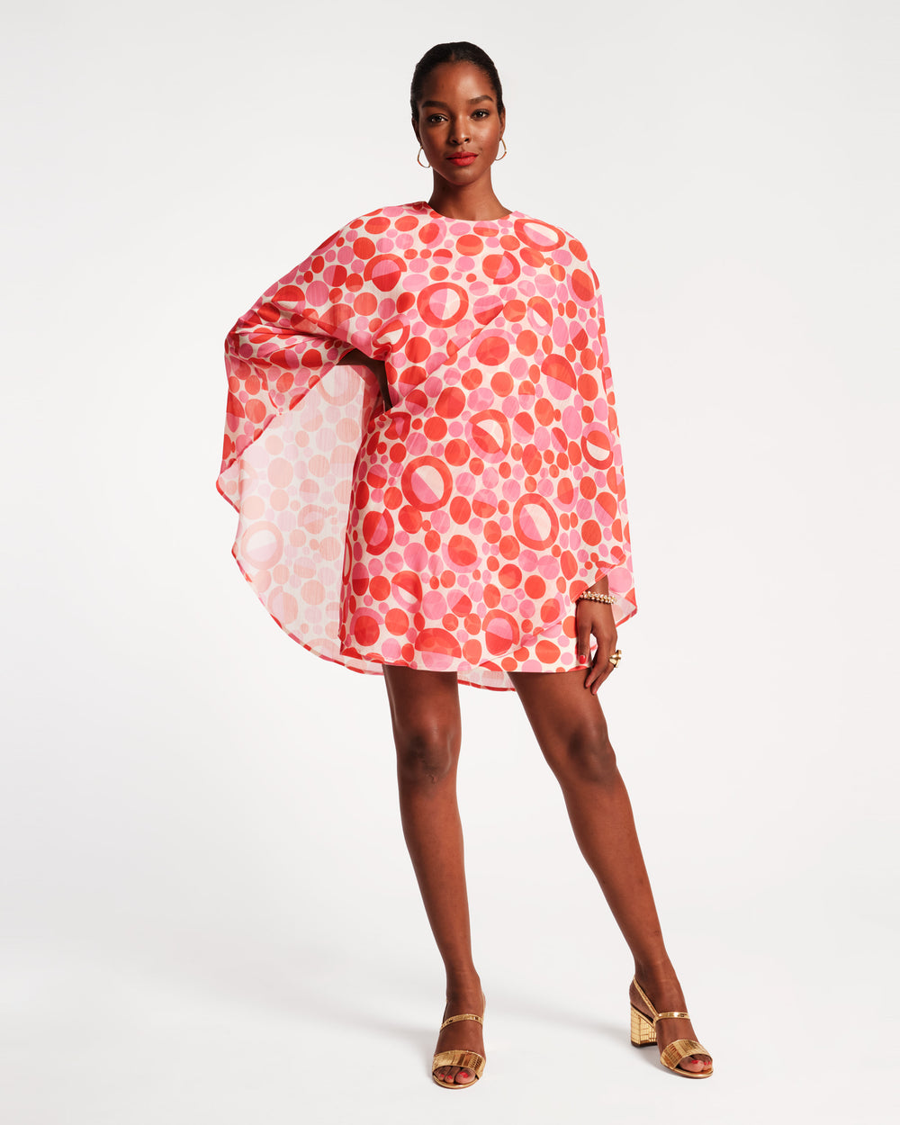 Bree Chiffon Mini Dress - Prosecco Print Pink - Frances Valentine