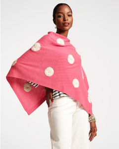Le Petit Poncho Embroidered Flowers Pink Oyster - Frances Valentine