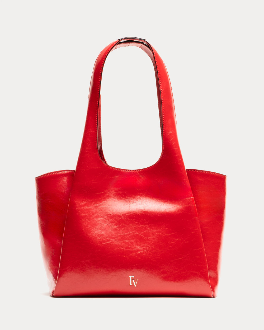 Portia Satchel - Crinkled Leather Red - Frances Valentine