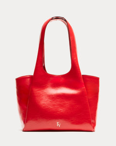 Portia Satchel Crinkled Leather Red - Frances Valentine