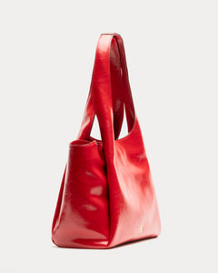 Portia Satchel Crinkled Leather Red - Frances Valentine