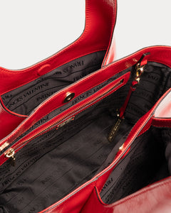 Portia Satchel Crinkled Leather Red - Frances Valentine