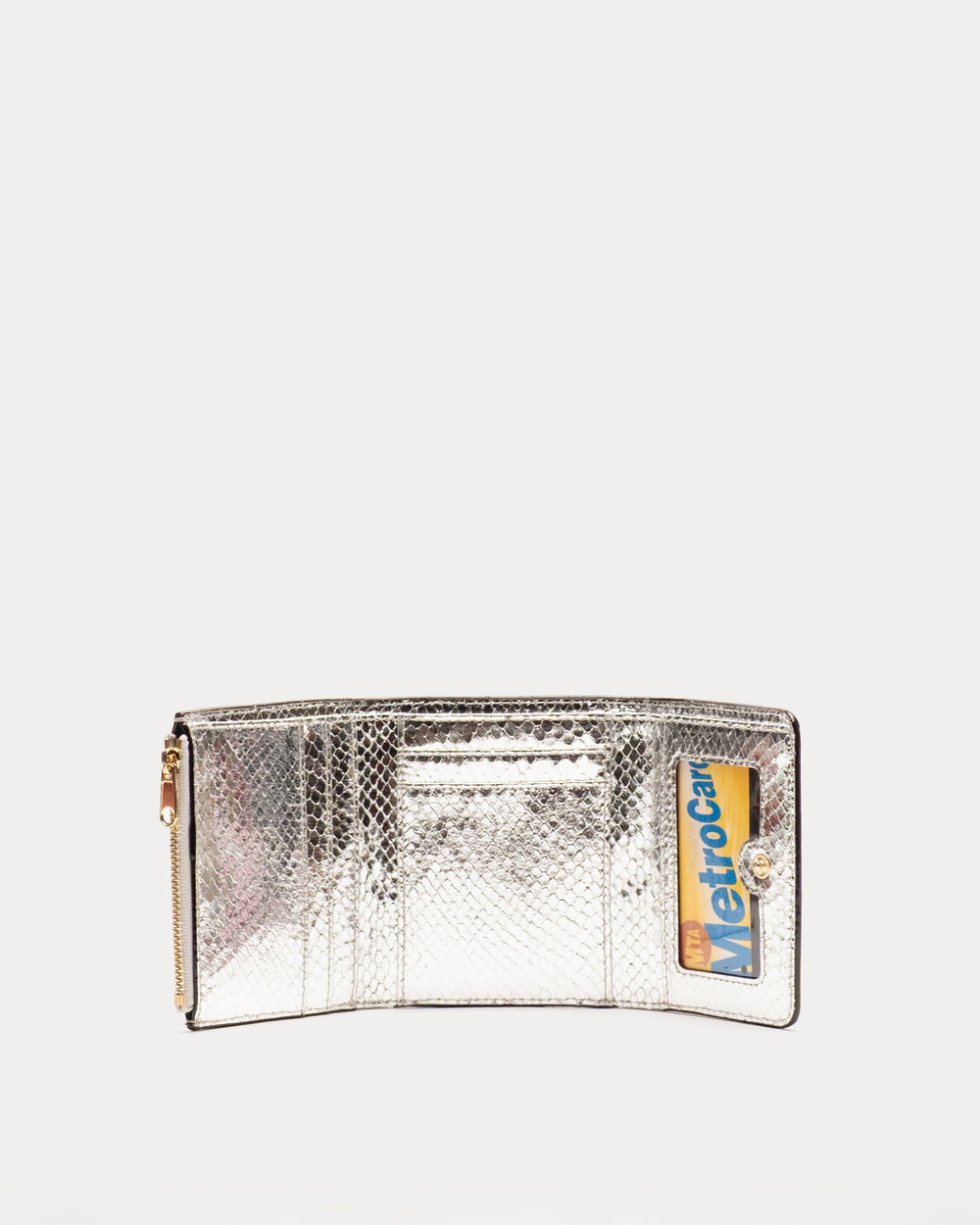 Perfect Wallet Metallic Snake Leather - Silver Wallet Frances Valentine