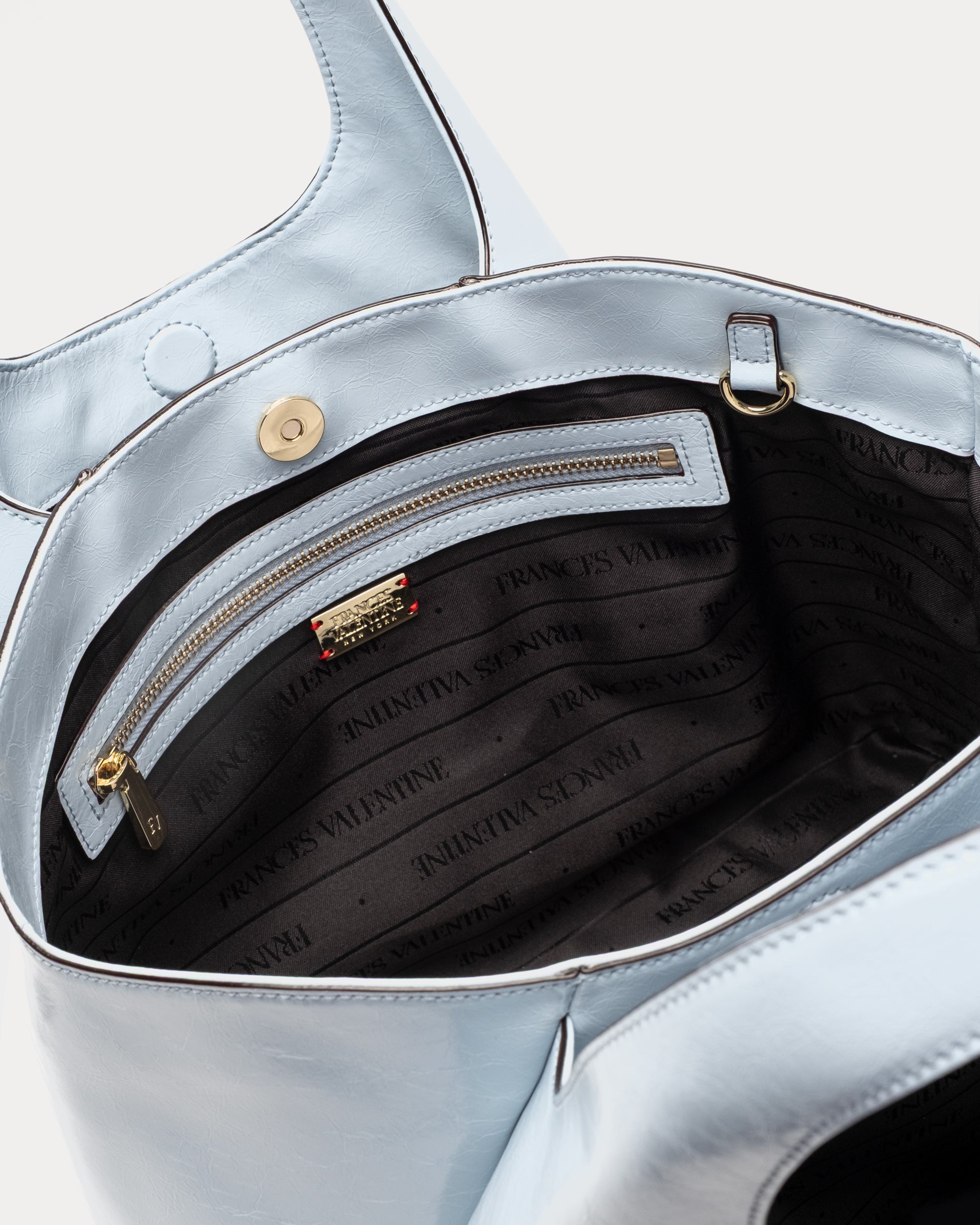 Portia Crinkled Leather Leather Light Blue OS – Frances Valentine