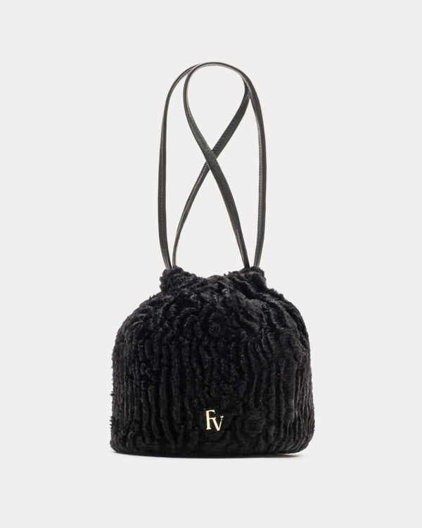 Pouf Bag - Faux Fur Black - Frances Valentine