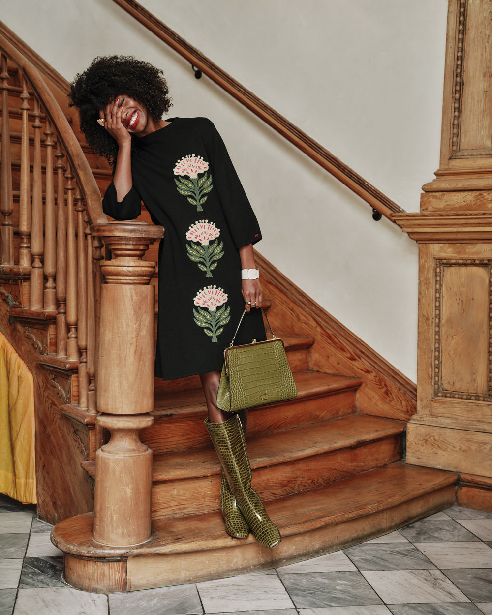 Annie Dress - Heirloom Floral Black Dresses Frances Valentine