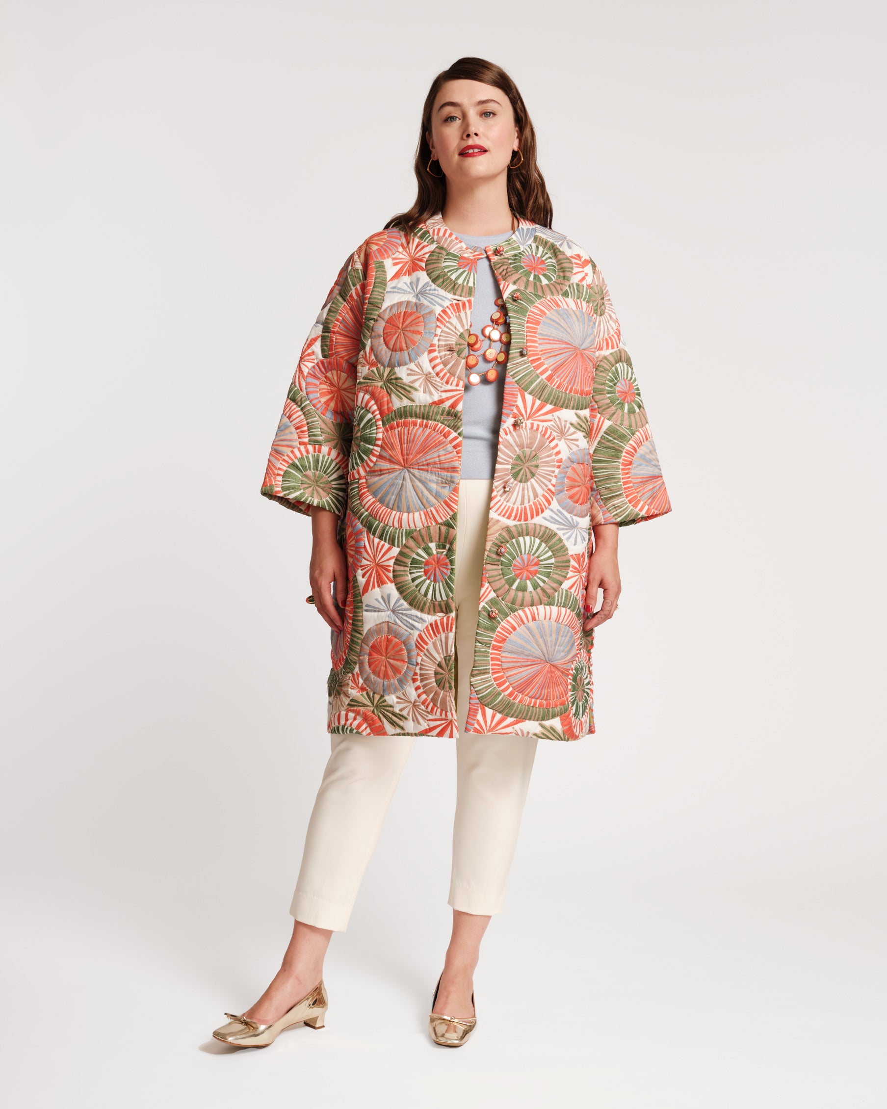 Park Quilted Coat Starburst Print