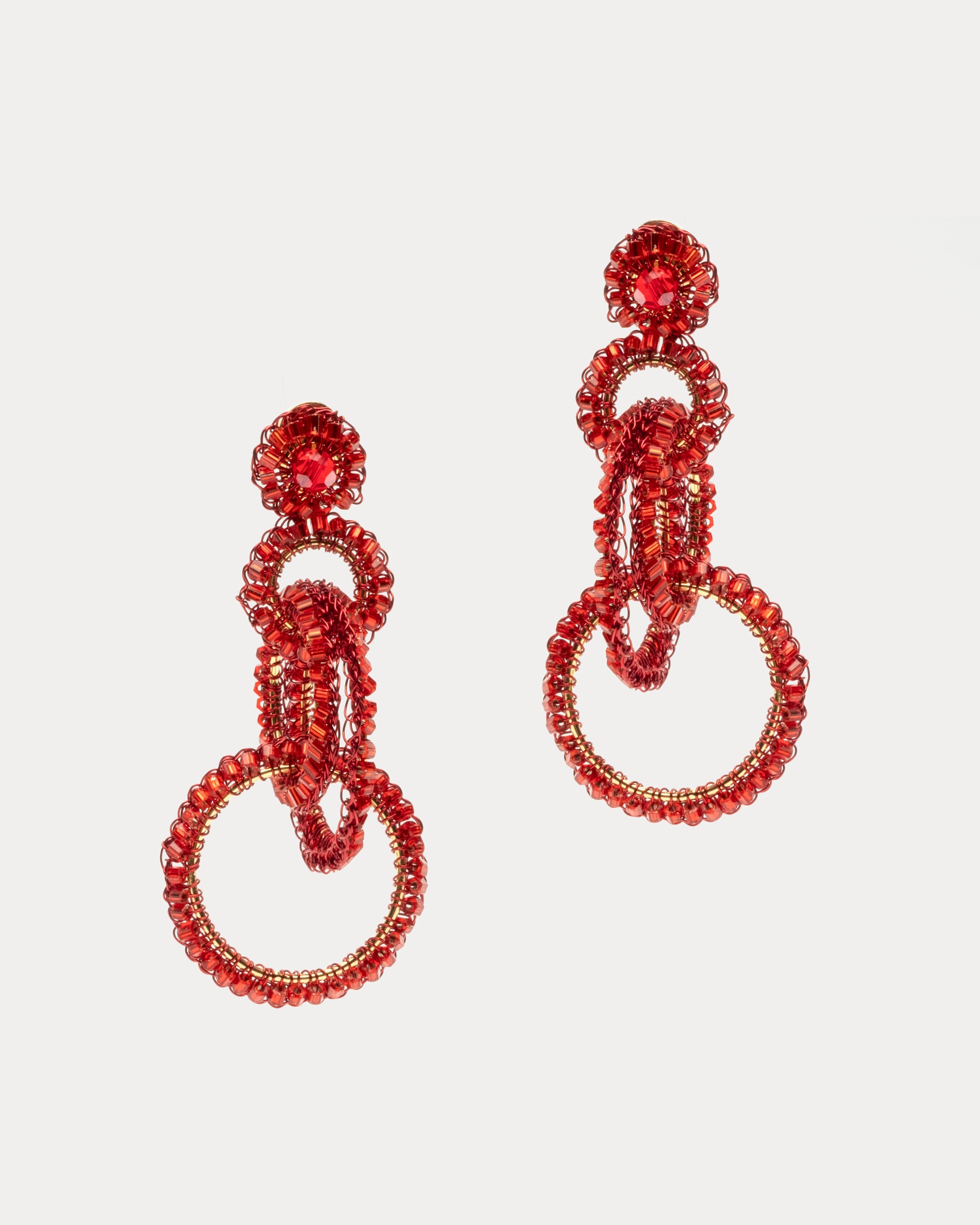 Ruby Crystal Cascading Earrings