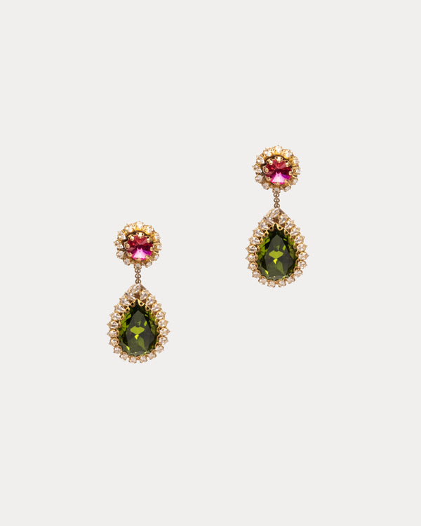Rekhi Earring - Pink/Emerald Earrings DEEPA GURNANI