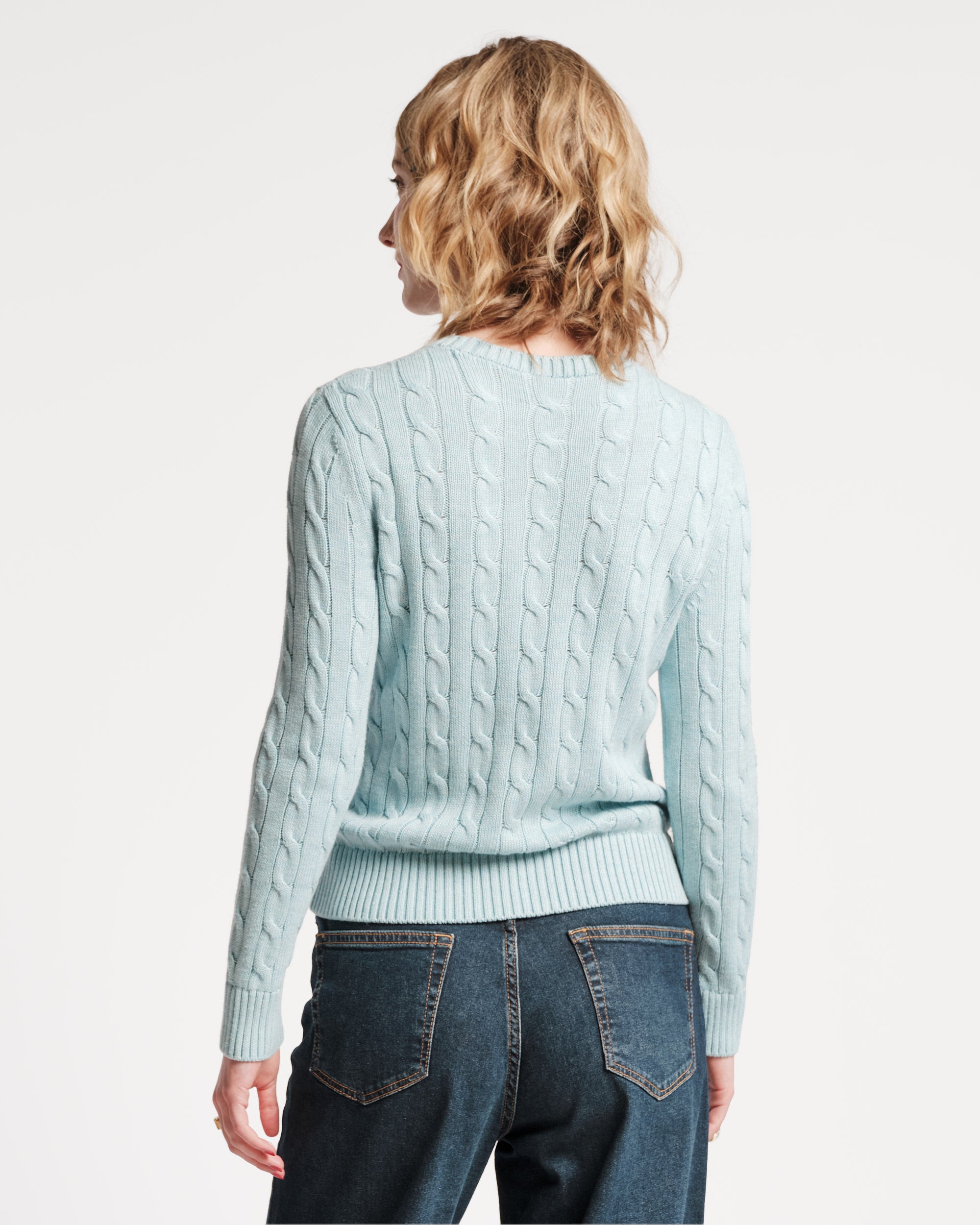 Ricky Cotton Cableknit Sweater Light Blue