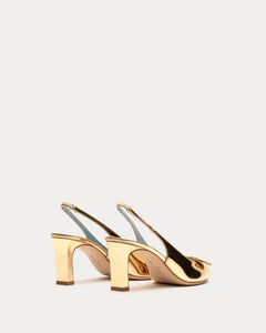 Reese Bow Slingback Vegan Mirror Leather Gold - Frances Valentine