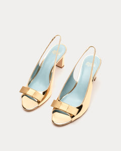 Reese Bow Slingback Vegan Mirror Leather Gold - Frances Valentine