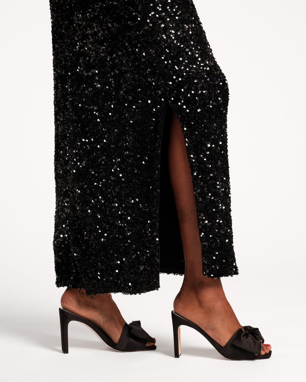 Hilary Satin Heel - Black Heels Frances Valentine