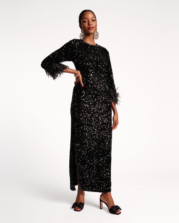 Regina Sequin Dress - Black - Frances Valentine