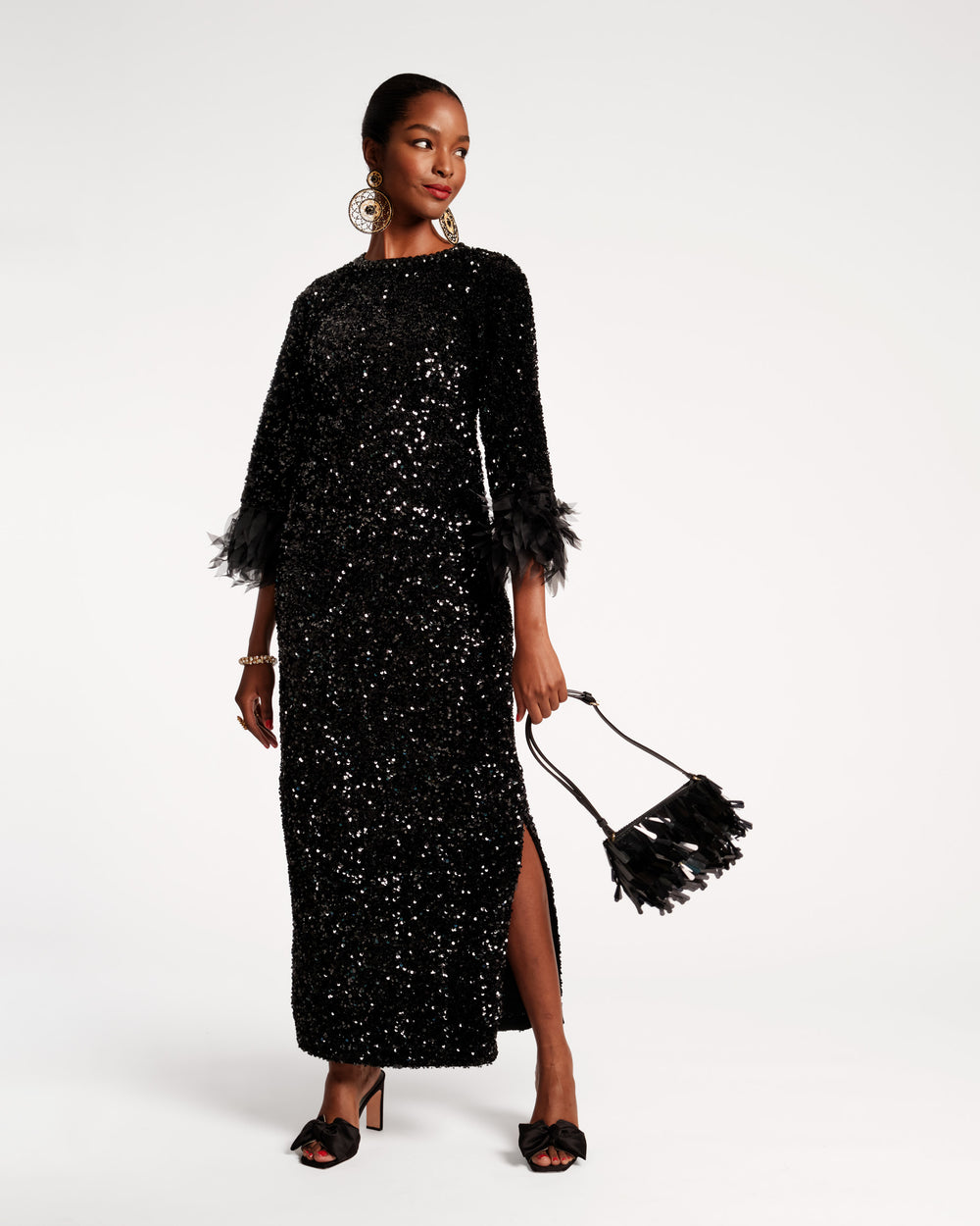 Regina Sequin Dress - Black - Frances Valentine
