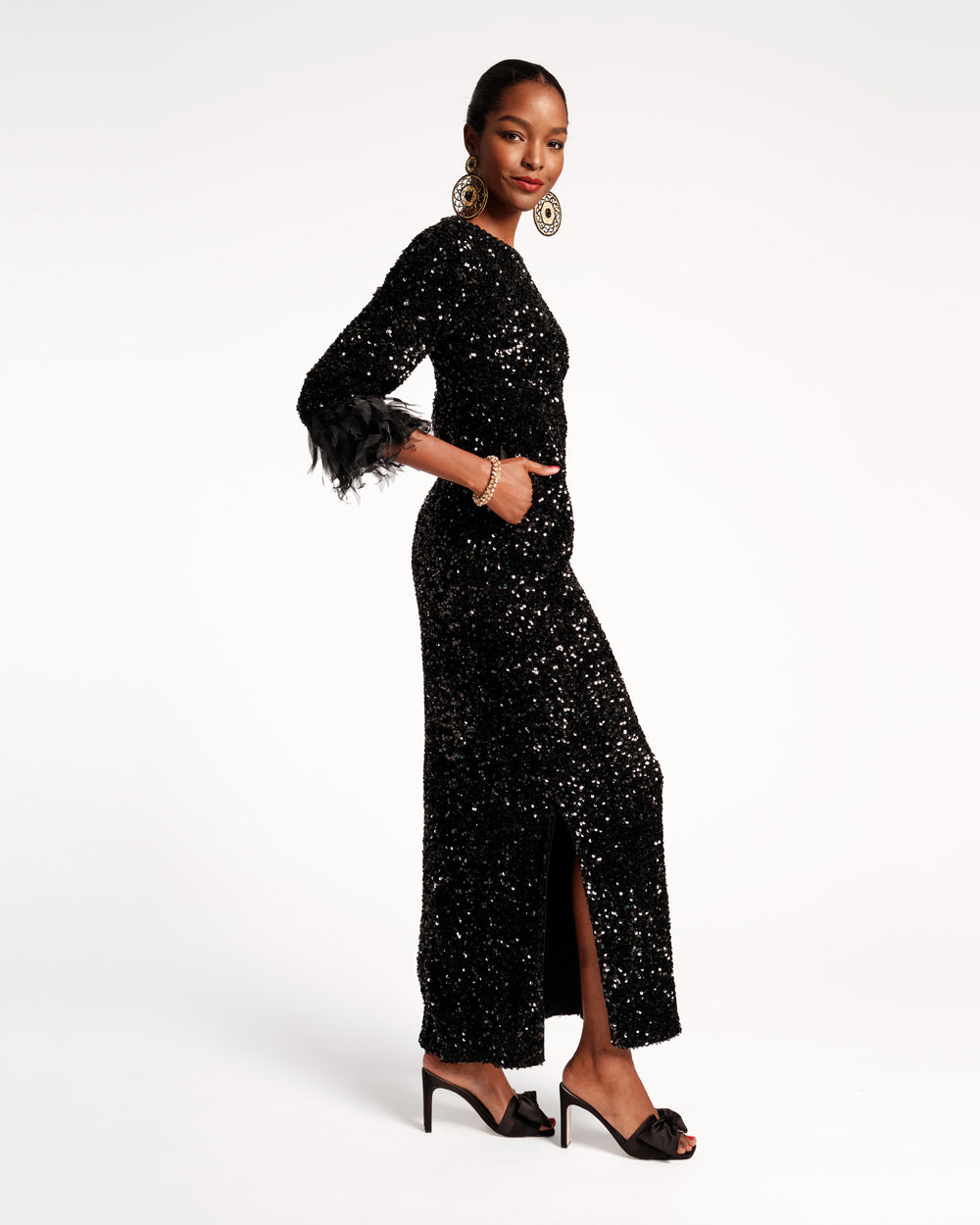 Regina Sequin Dress - Black - Frances Valentine