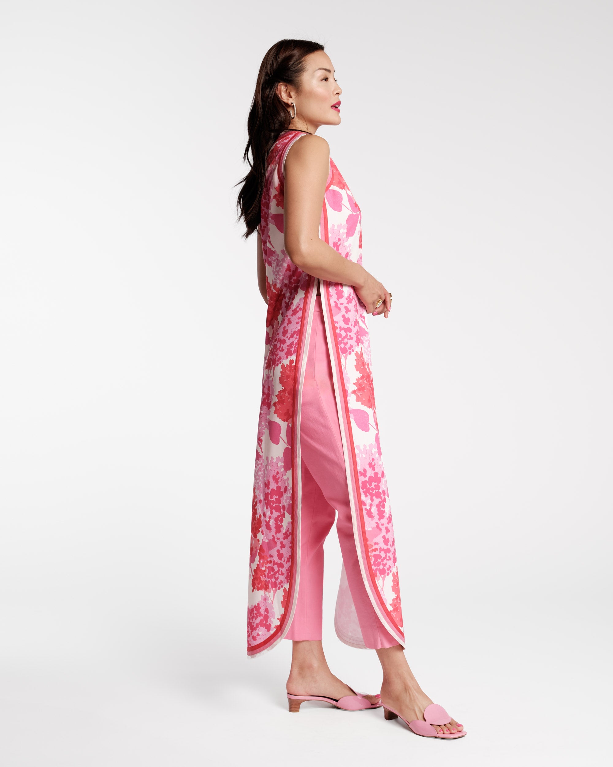 Sabrina Top Cotton Poplin Pink Hydrangea Print