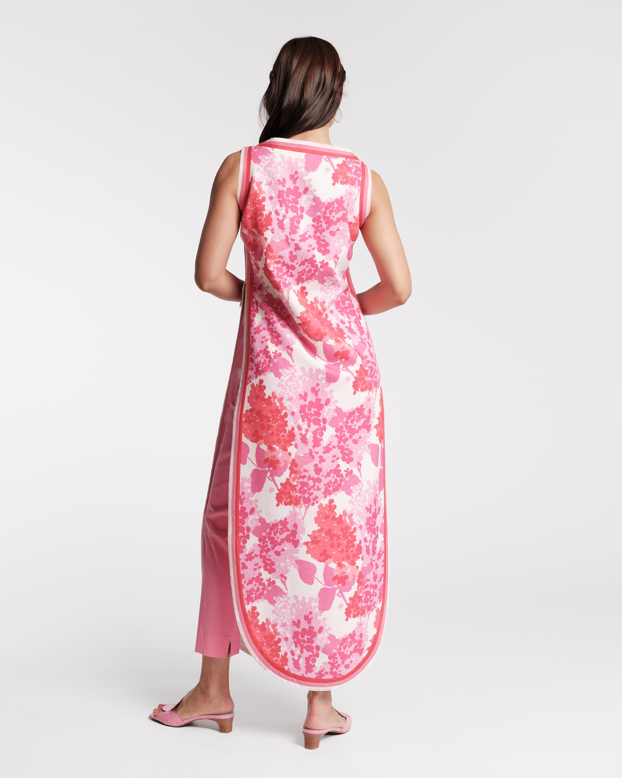 Sabrina Top Cotton Poplin Pink Hydrangea Print