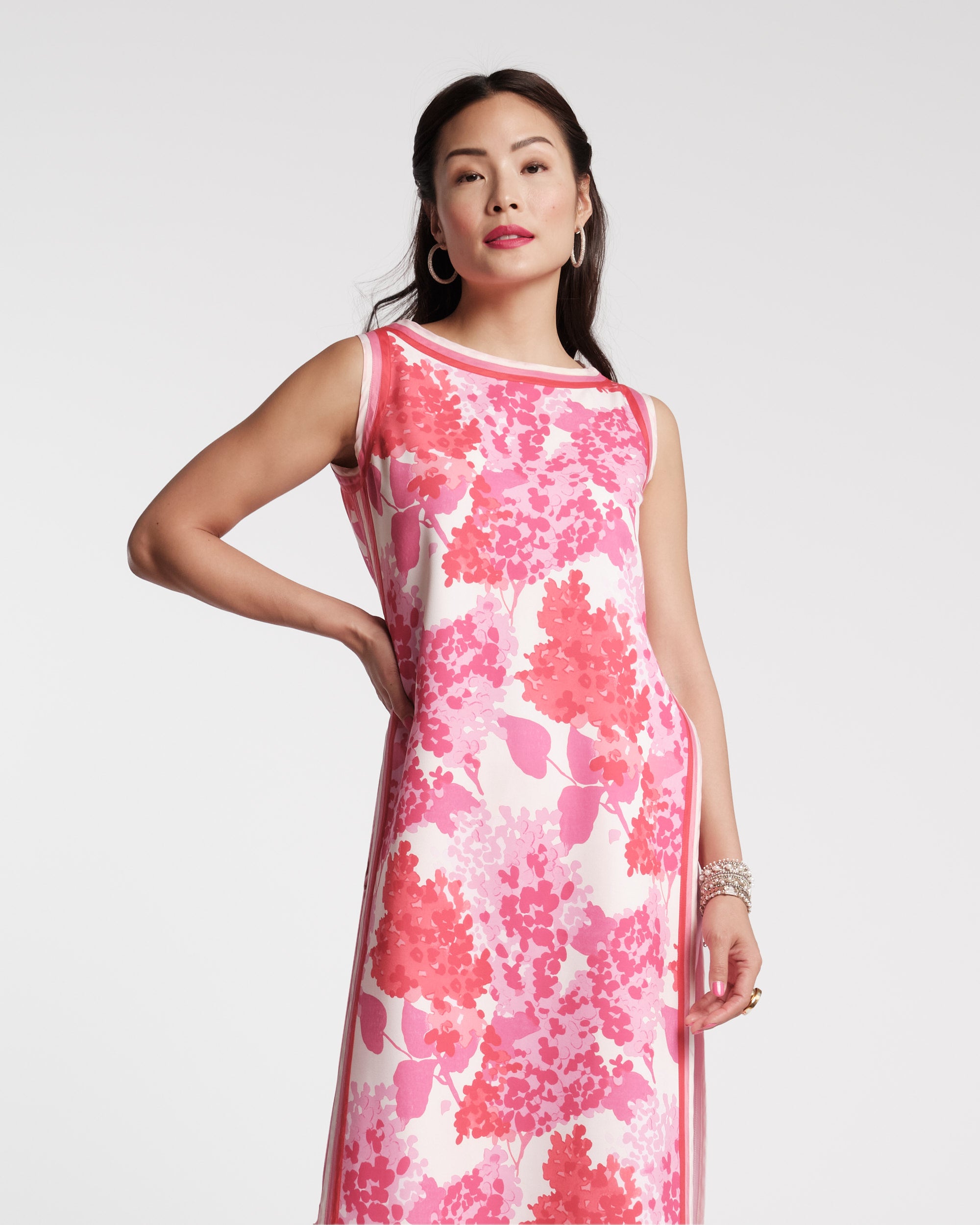 Sabrina Top Cotton Poplin Pink Hydrangea Print