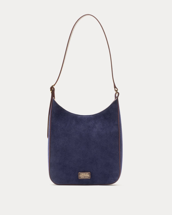 Sadie Shoulder Bag Suede Leather Navy OS Frances Valentine
