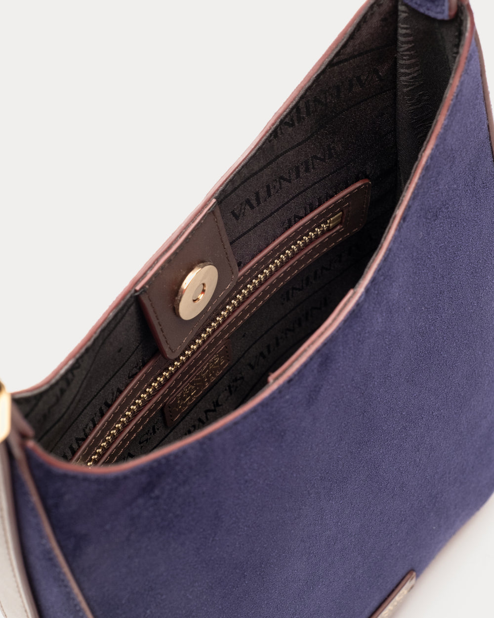Sadie Shoulder Bag Suede Leather Navy OS Frances Valentine