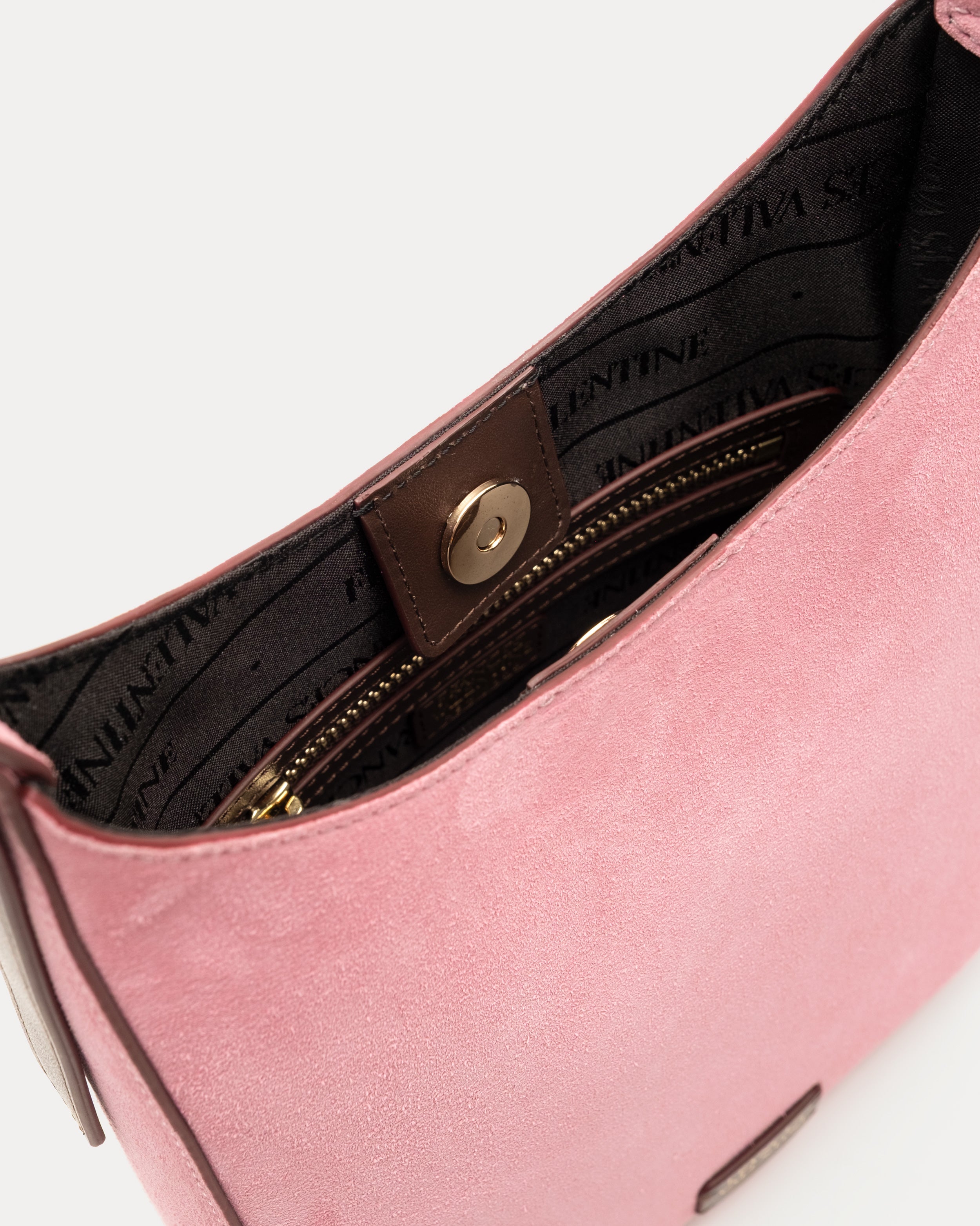 Sadie Shoulder Bag Suede - Pink – Frances Valentine