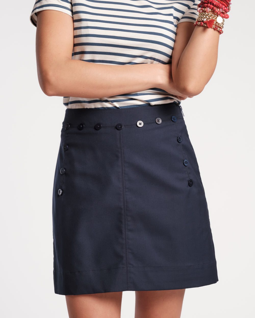 Sailor Skirt Solid Viscose Poly Spandex Navy Frances Valentine