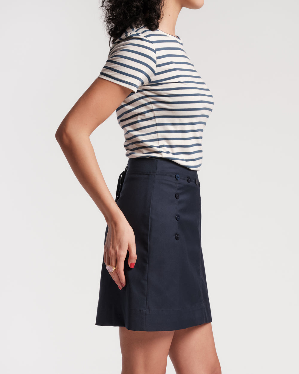 Sailor Skirt Solid Viscose Poly Spandex Navy Frances Valentine