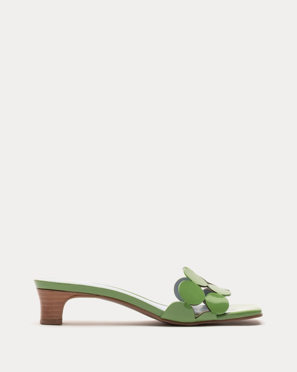 Sandy Mini Circle Slide Soft Patent Leather Green Frances Valentine