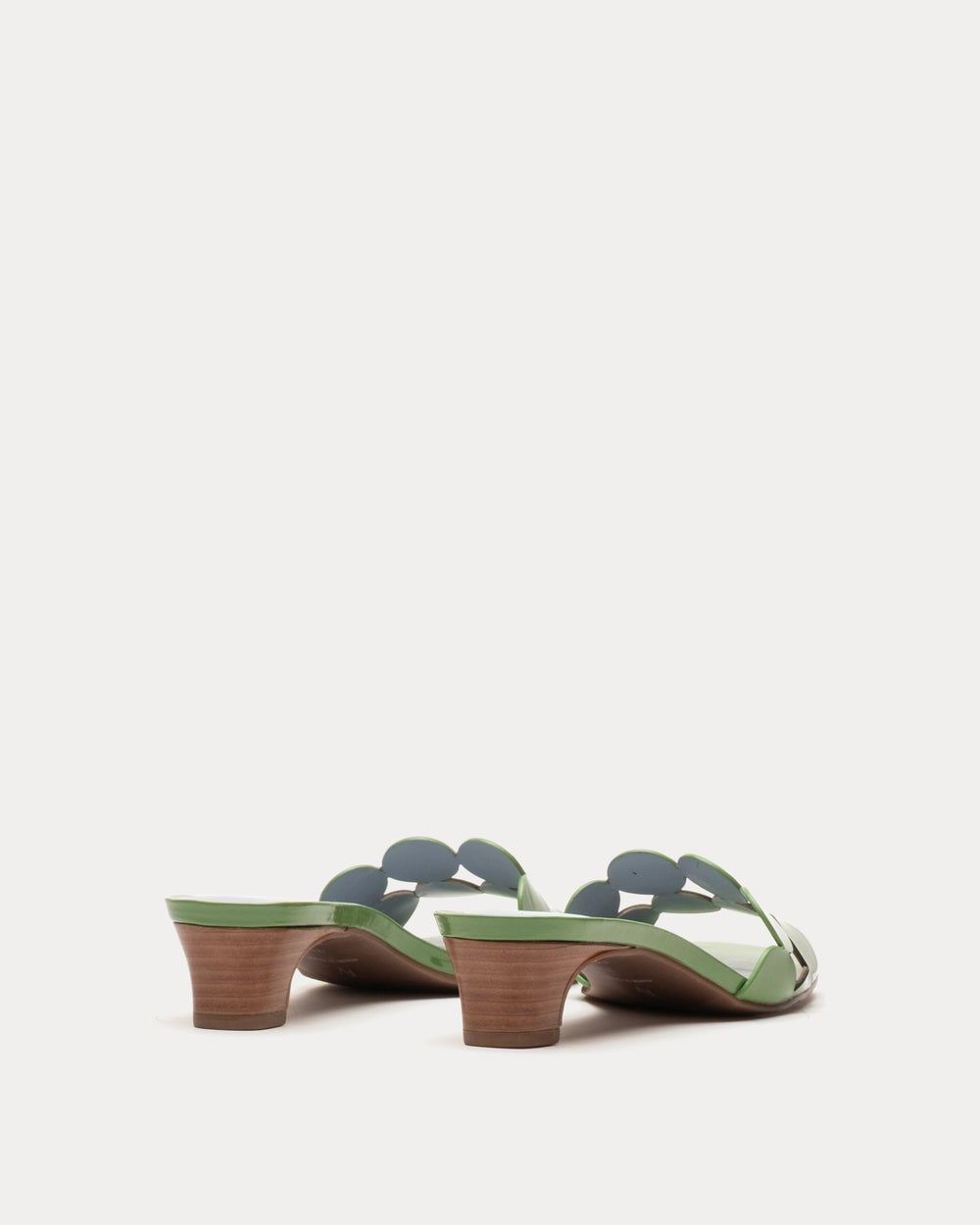 Sandy Mini Circle Slide Soft Patent Leather Green Frances Valentine