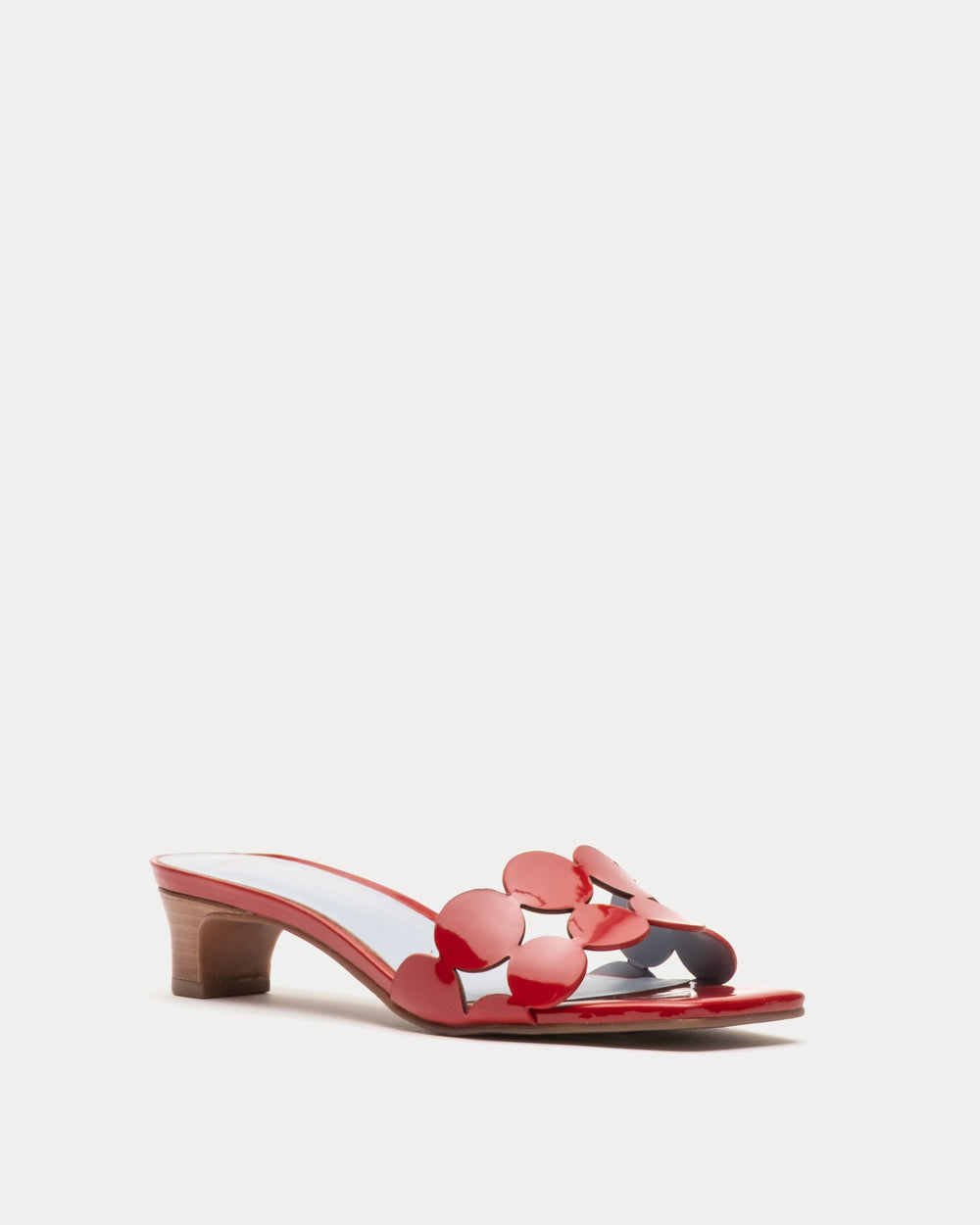 Sandy Mini Circle Slide Soft Patent Leather Red Frances Valentine