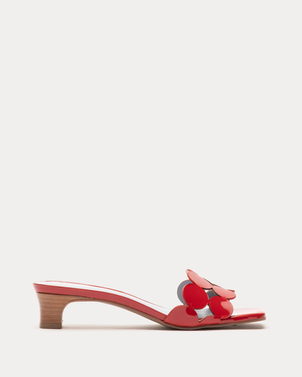 Sandy Mini Circle Slide Soft Patent Leather Red Frances Valentine