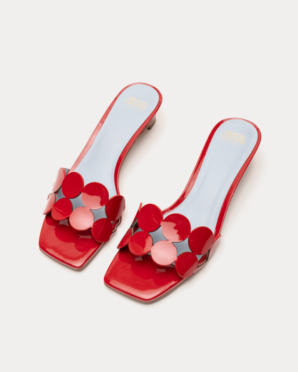 Sandy Mini Circle Slide Soft Patent Leather Red Frances Valentine