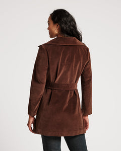 Sergeant Stretch Velvet Belted Jacket Chocolate - Frances Valentine